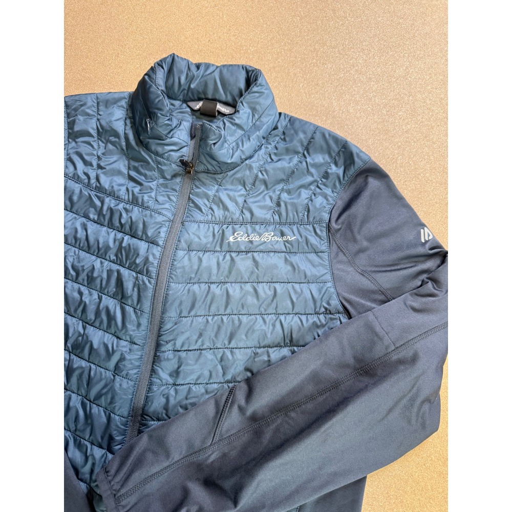 Eddie Bauer Men's Insulated Jacket Quilted Front Dark Blue‎ Gray Size M freeheat